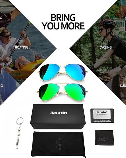 Joopin Polarized Metal Aviation Sunglasses Men, Classic Military Sun Glasses Women, Rectangle Shades UV400 Protection Costume