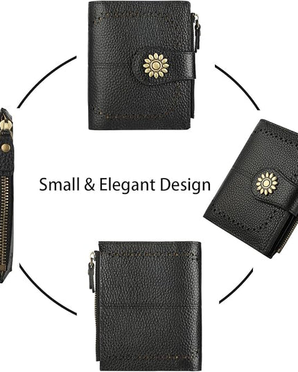 Lavemi Womens Leather Wallet Small Compact RFID Blocking Credit Card Case Purse with Zipper Pocket | Small, Compact, RFID Blocking, Zipper Pocket, Small, Compact