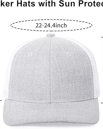 kozinu Unisex Trucker Hats Blank Mesh Snapback Hats Sport Plain Baseball Caps Adjustable Fitted Hat