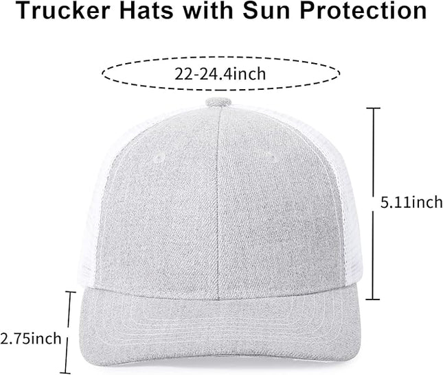 kozinu Unisex Trucker Hats Blank Mesh Snapback Hats Sport Plain Baseball Caps Adjustable Fitted Hat