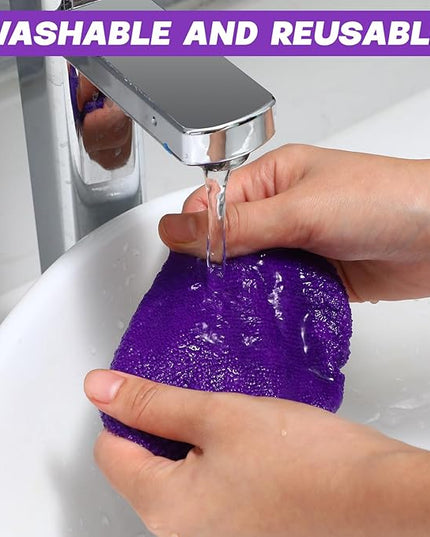 Baderke 10 Pcs Windshield Cleaner Tool Car Window Cleaning Supplies with Extendable Handle Include 6 Washable Microfiber Bonnets 2 Empty 60ml Spray Bottle Glass Wiper Kit(Purple)