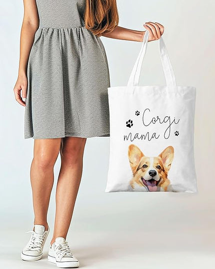 Dog Mama Canvas Tote Bag for Women, Dogs Lover Gift for Dog Mom, Birthday Christmas Cute Rottweiler Gifts For Women.