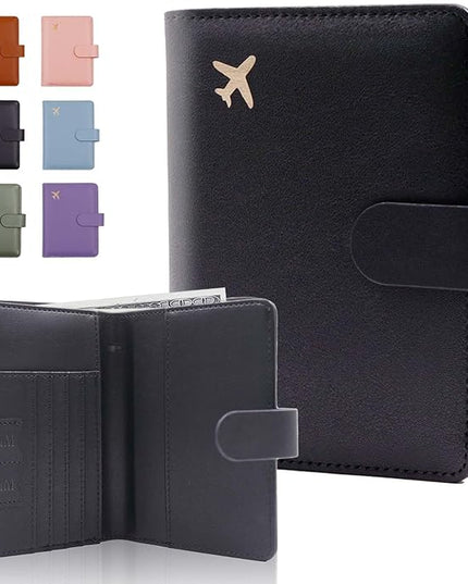 Melsbrinna Premium Leather Passport Holder Covers Case, Waterproof Rfid Blocking Travel Wallet Passport Holder with Pen Holder, Cute Passport Book for Women/Men
