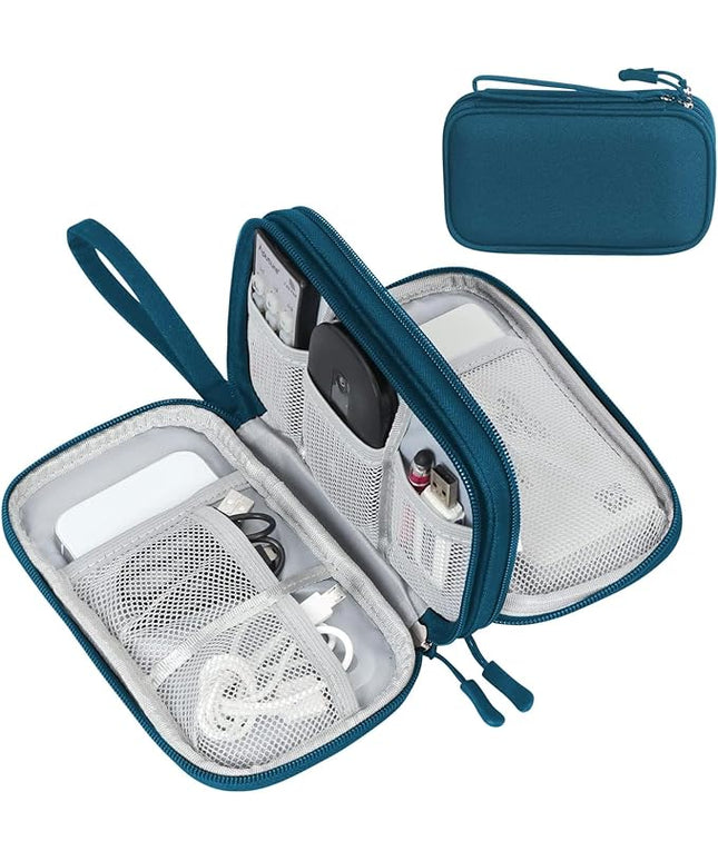 FYY Electronic Organizer, Travel Cable Organizer All-in-One Storage Bag Pouch Electronic Accessories Carry Case Portable Waterproof Double Layers for Cable, Cord, Charger, Phone, Earphone Green
