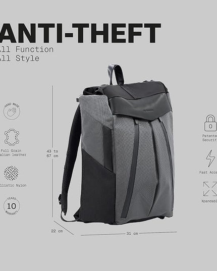The Frenchie Co. - Anti-Theft Speed - Slim Minimalist Backpack - Hidden Zippers and Cut-Resistant Ballistic Nylon - Organized, Durable Security for Travel and Daily Commutes