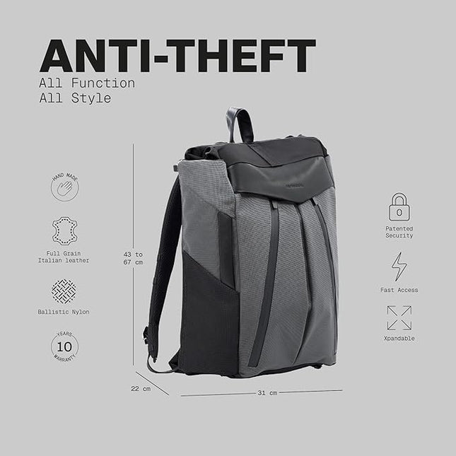 The Frenchie Co. - Anti-Theft Speed - Slim Minimalist Backpack - Hidden Zippers and Cut-Resistant Ballistic Nylon - Organized, Durable Security for Travel and Daily Commutes