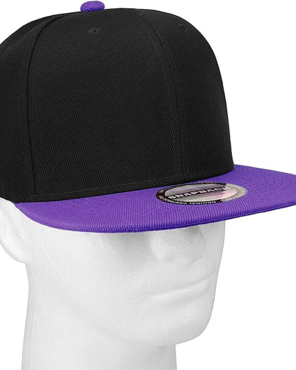Classic Snapback Hat Cap Hip Hop Style Flat Bill Blank Solid Color Adjustable Size