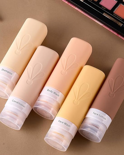 INSFIT Travel Bottles for Toiletries, TSA Approved 3oz Travel Size Toiletries, BPA Free Leak Proof Squeezable Silicone Tubes Travel Essentials for Shampoo Conditioner Lotion Soap