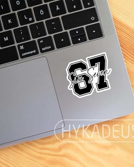 (3Pcs) 67 Six Seven Meme Stickers Funny Gen Alpha Slang 6 7 Numbers Vinyl Decals Waterproof for Laptop, Water Bottle, Phone Case, Tumbler, Scrapbooking, 3" x 2.4"