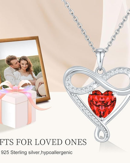 925 Sterling Silver Infinity Necklace - Exquisite Silver Jewelry for Women, Love Heart Necklace for Birthday, Anniversary, Valentine’s Day - Ideal Gift for Girlfriend, Wife, Mom, or Her