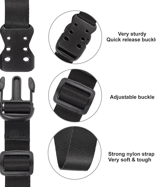 Ayaport Utility Straps with Buckle 40" Quick-Release Adjustable Nylon Straps Black 2 Pack