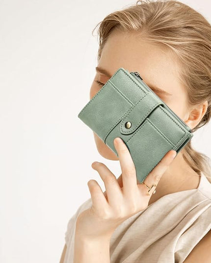 FALAN MULE Small Wallet for Women RIFD Leather Bifold Credit Card Holder with 3 ID Window