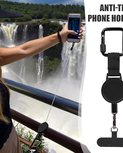 Anti-Theft Cell Retractable Phone Lanyard, Outdoor Phone Strap with Retractable Steel Line for Phone Case ID Holder Keys Phone Accessories Travel Essential