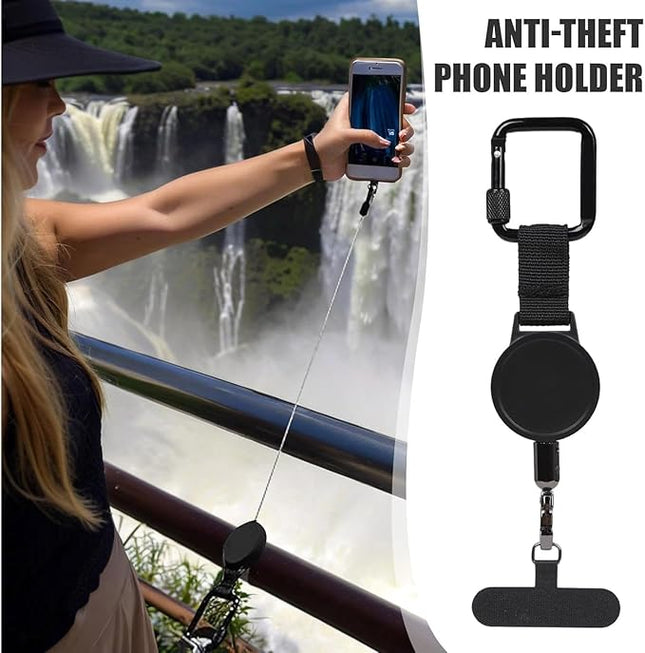 Anti-Theft Cell Retractable Phone Lanyard, Outdoor Phone Strap with Retractable Steel Line for Phone Case ID Holder Keys Phone Accessories Travel Essential