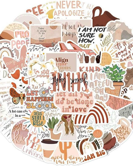 Vintage Inspirational Stickers 50Pcs, Boho Motivational Aesthetic Stickers for Women Adults Kids Teen Teachers, Retro Vinyl Waterproof Positive Decals for Laptop Water Bottles Phone Scrapbook Journal