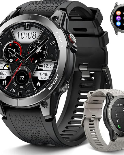 Smart Watch for Men GPS Fitness: 1.43" AMOLED Military Make Answer Call Running Digital Mens Watches Waterproof Smartwatch Android Phone iPhone Samsung Compatible Step Tracker SpO2 Heart Rate Monitor