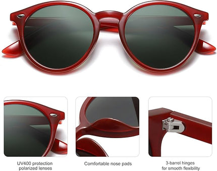 SOJOS Retro Round Polarized Sunglasses for Women Men Classic Vintage Sunnies SJ2069