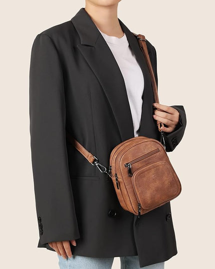 FADEON Small Purses for Women Crossbody Bags, Designer PU Leather Mini Cross Body Purse Travel Shoulder Bag Card Slots