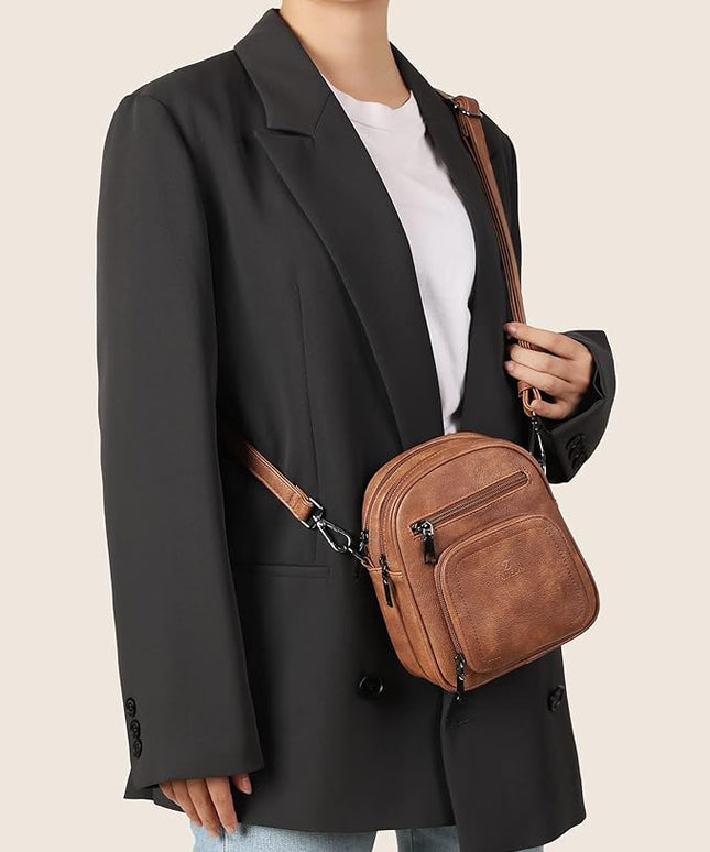 FADEON Small Purses for Women Crossbody Bags, Designer PU Leather Mini Cross Body Purse Travel Shoulder Bag Card Slots