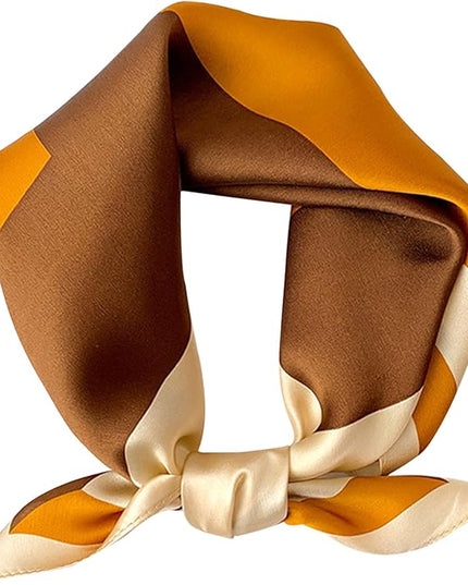 kcctoo 27.5" Mulberry Silk Feeling Head Scarf Women's Fashion Square Neck Satin Scarfs for Bag Hair Scarves Gift