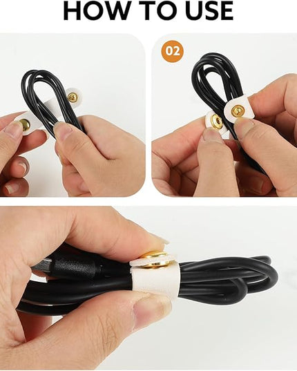 12 Pcs Cord Organizer, Stocking Stuffers for Men Portable PU Leather Cord Holder Winder Keeper Earphone Cable Cord USB Straps Earphone Winder with Leather Handmade(Black/White/Grey)
