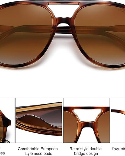 SOJOS Retro Polarized Aviator Sunglasses Womens Mens Classic 70s 80s Vintage Trendy Square Aviators SJ2174