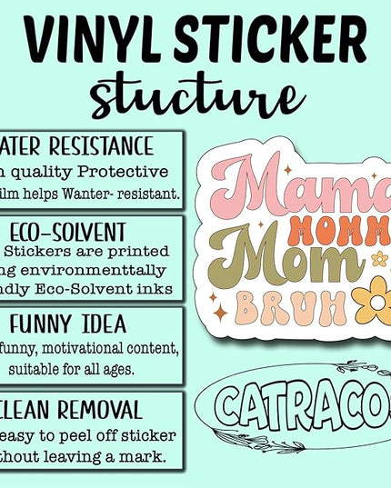 (3Pcs) Mama Mommy Mom Bruh Sticker, Mom Bruh Decorate Books Laptop Phone, Water Bottles Kindles Stickers, Tumbler Sticker Waterproof Vinyl Decorate Sticker 3" Inch