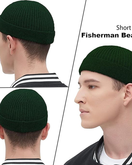 Fisherman Beanie Hats for Men Women,Wool Knit Trawler Skull Cap,Watch Cap,Spring Fall Winter Warm Short Hats