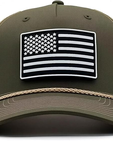Old Glory PVC Curved 5 Panel Rope Hat, Adjustable Snapback Baseball Cap, Perfect for Outdoor Sports