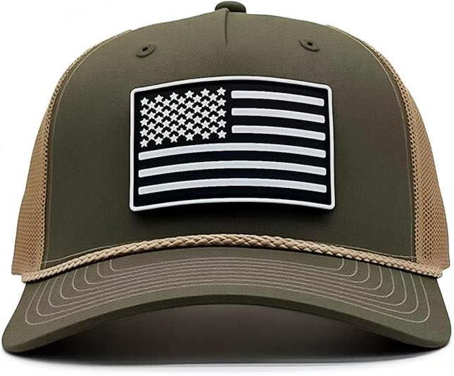 Old Glory PVC Curved 5 Panel Rope Hat, Adjustable Snapback Baseball Cap, Perfect for Outdoor Sports