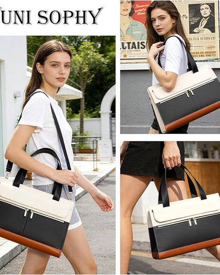 Laptop Bag for Women 15.6 Inch, Professional Tote Briefcase Purse, Eco-friendly Leather Teacher Bag Work Bag for Business