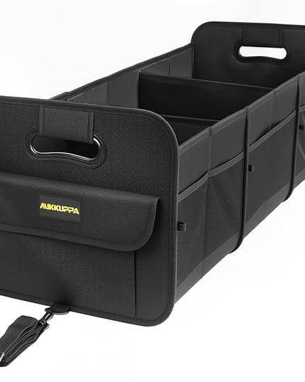 MIKKUPPA Car Trunk Organizer - 105L Collapsible Large Trunk Organizer for Groceries, Trunk Storage Organizers for SUV Auto Truck Van with Non Slip Bottom (Black)