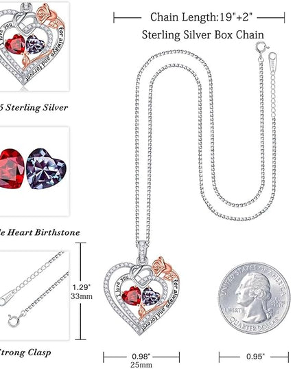 Iefil Christmas Gifts for Wife Women - 925 Sterling Silver Double Birthstone Necklace, Anniversary Birthday Gifts for Women, Jewelry Gift for Wife Girlfriend Mom Her