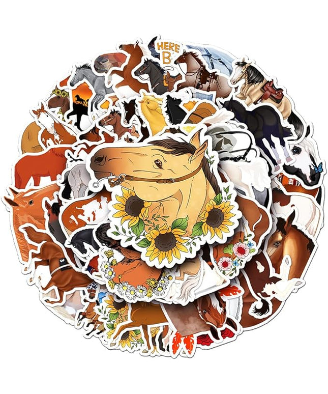 Western Horse Vinyl Stickers, 50 PCS Waterproof Animal Decals for Laptops, Scrapbooking, Notebooks, Water Bottles, Suitcases, Phones & DIY Decor