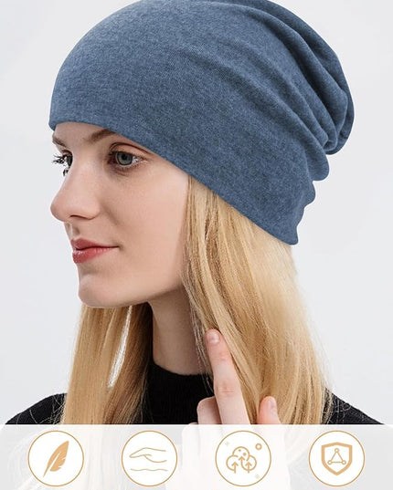 Senker Fashion Slouchy Beanie Hats for Women Men, Chemo Headwear Cotton Beanies Soft Lightweight Chemo Skull Cap Elastic