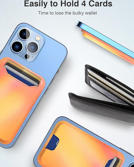 TopMade Magnetic Wallet for iPhone 16/15/14/13/12 Series, Faux Leather, Rainbow, RFID Blocking, 4.4lbs Magnetic Force, Holds 4 Cards, Compatible with Official Magsafe Cases
