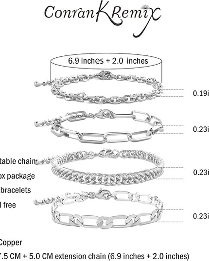 Waterproof Gold Chain Bracelet For Women Non Tarnish,14K Gold Plated Link Dainty Bracelets Stake Layered Bracelet Set Hypoallergen Gold Jewelry