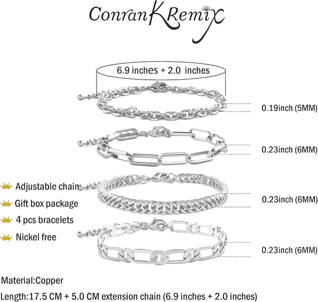 Waterproof Gold Chain Bracelet For Women Non Tarnish,14K Gold Plated Link Dainty Bracelets Stake Layered Bracelet Set Hypoallergen Gold Jewelry