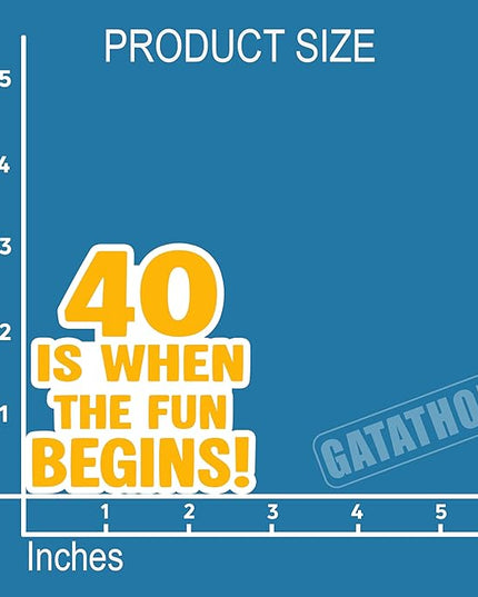 (3Pcs) Funny 40th Birthday Stickers – 40 is When The Fun Begins - Cheers to 40 Years Sticker Waterproof Vinyl Decals for Forty Birthday Gifts, Water Bottles, Scrapbooks, Journals, 3 x 2.8 inch