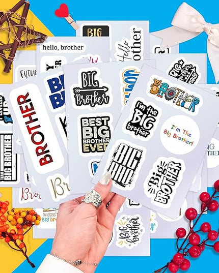 BulbaCraft Big Brother Stickers for Water Bottle and Laptop - Big Brother Party Supplies & Decorations, Waterproof Vinyl Decals, Sibling and Family Stickers, Gifts for Women & Men