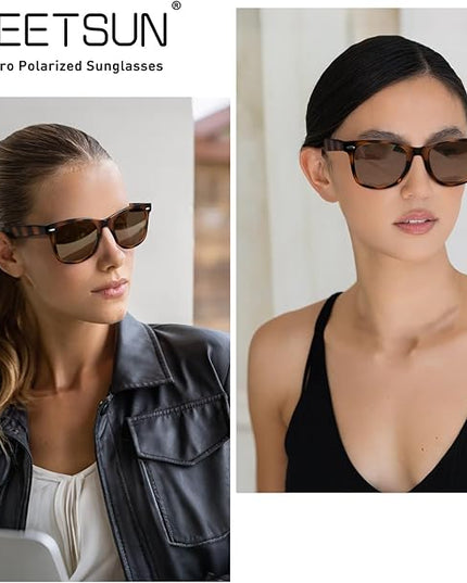 MEETSUN Polarized Sunglasses for Women Men Classic Retro Square Frame Driving Sun Glasses UV Protection