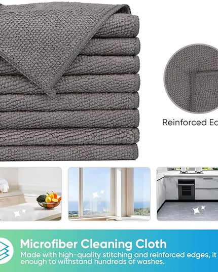 HOMEXCEL Grey Microfiber Cleaning Cloth, 24 Pack Cleaning Towels for Kitchen, Lint Free, Scratch-Free, Highly Absorbent, and Reusable Cleaning Rags for House, Window and Glass, Cars, 11.5 X11.5 inch