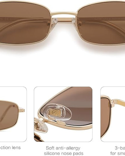 SOJOS Small Trendy Rectangle Sunglasses Womens Mens, Retro 80s 90s Y2k Chic Narrow Thin Skinny Sunnies SJ1187
