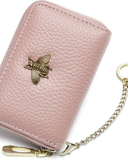imeetu RFID Credit Card Holder, Small Leather Zipper Card Case Wallet for Women