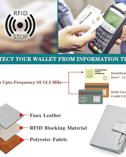 FALAN MULE Small Wallet for Women Leather Bifold Compact RFID Blocking Small Womens Wallet Purse