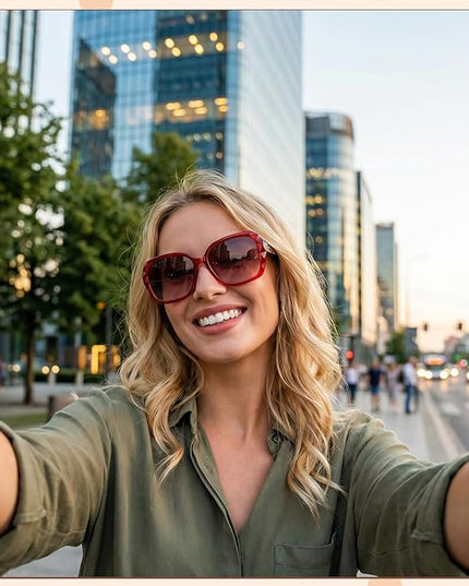 DragonflyDreams 4 Pcs Women Large Sunglasses, UV 400 Glasses Oversized Classic Trend Ladies Sunglasses Sparkling Large Frame