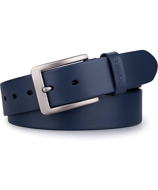 Buffway Men’s Full Grain Leather Belt – Solid One-Piece Leather, 1.5” Wide for Jeans & Business Casual, Gift Box Included