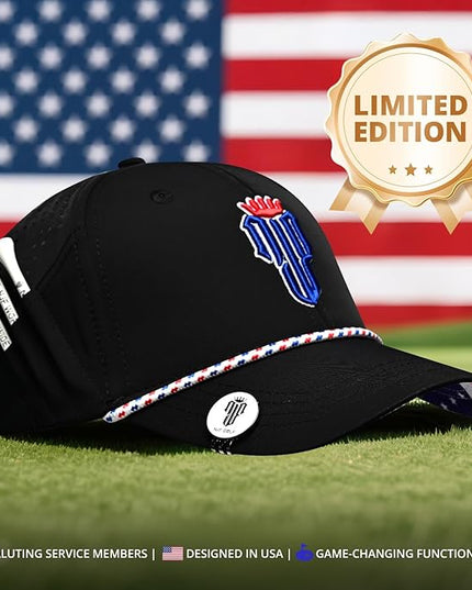 NJF Golf™ Hat Men - Breathable Mens Golf Hats, Adjustable Rope Snapback Cap, Convenient Cap with Tee Holder