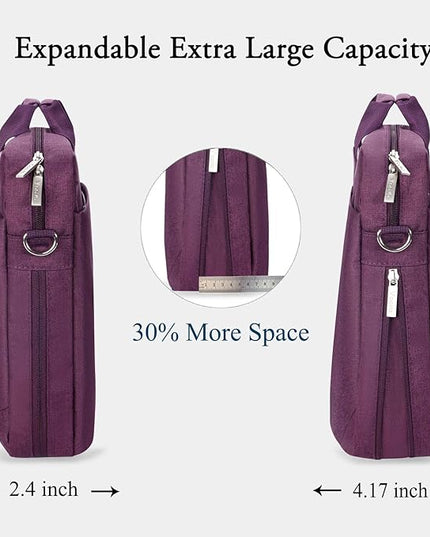 Voova Laptop Bag Case 15 15.6 16 Inch, Computer Sleeve Messenger Bag with Shoulder Strap Expandable Waterproof Business Briefcase for Women Ladies to Work Travel School, Fit 14-16 Inch Laptop,Purple