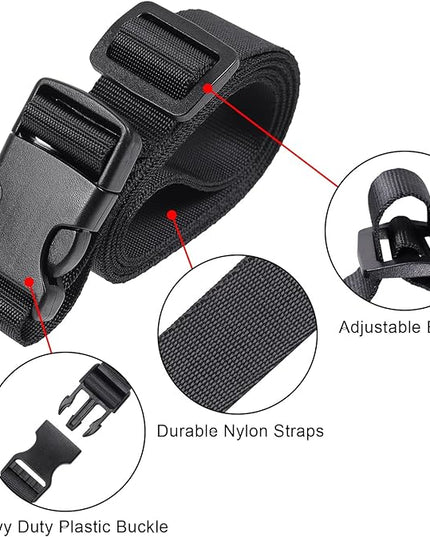 Vigorport Utility Straps Quick Release Nylon Backpack Accessory Bag Strap,Adjustable for Hiking,Travel,Outdoor Sports-4 Pack (Black, 1" W-78 L)